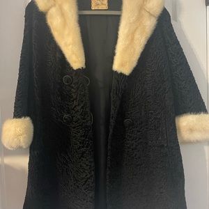 PRICE DROP!!! Macy’s Little Shop Vintage Persian Lamb’s Wool Coat with Fur Trim
